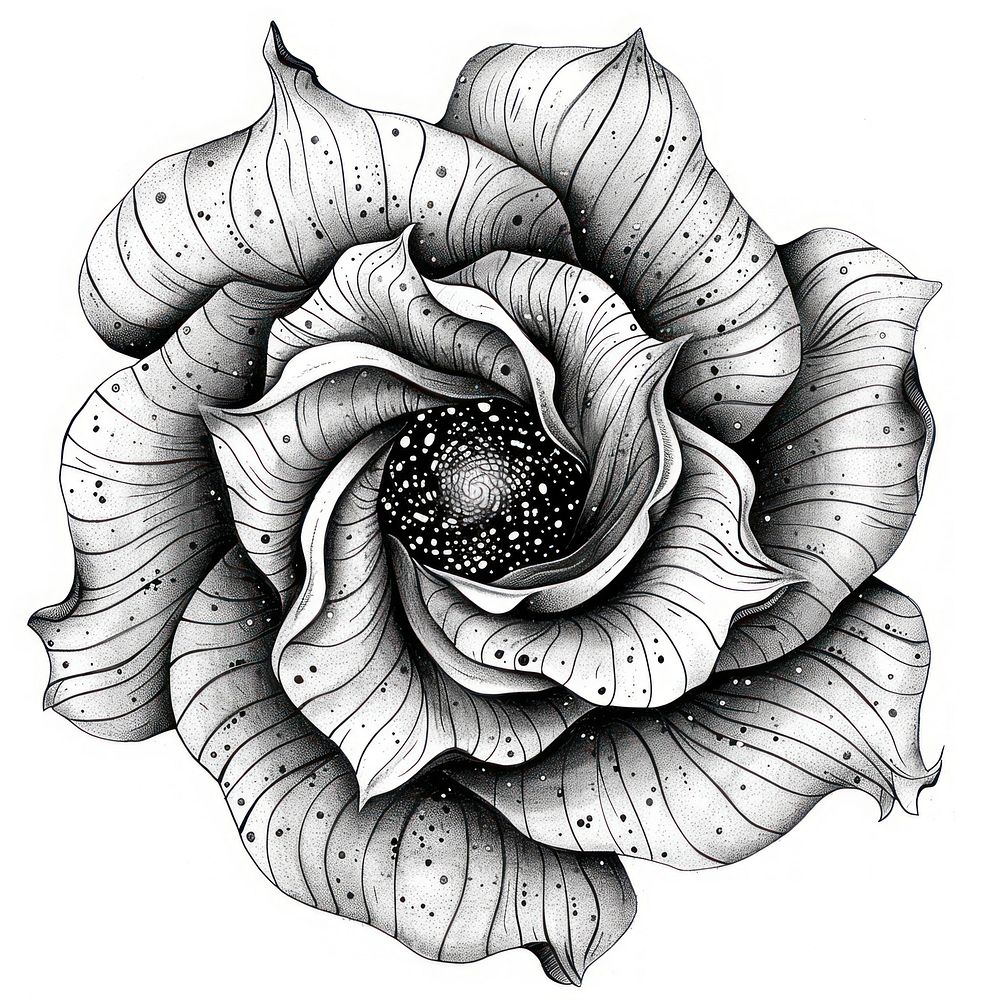 Celestial illustration of Flower with Galaxy Swirls flower white art.