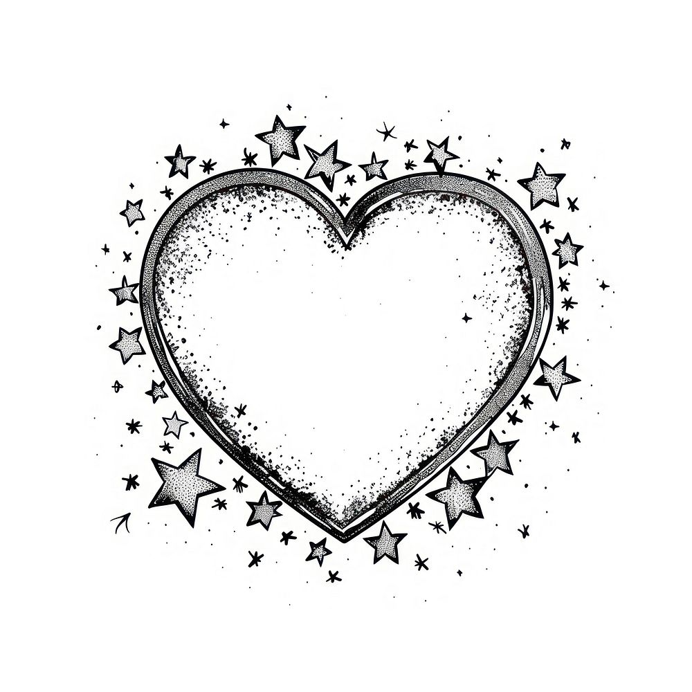 Celestial illustration of Heart with Stars heart border stars.