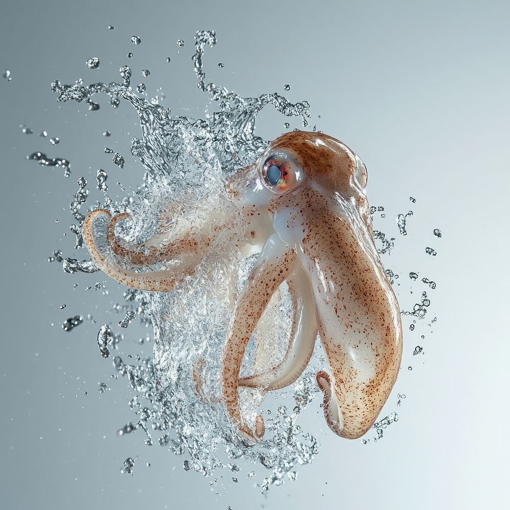 Squid splash water invertebrate.