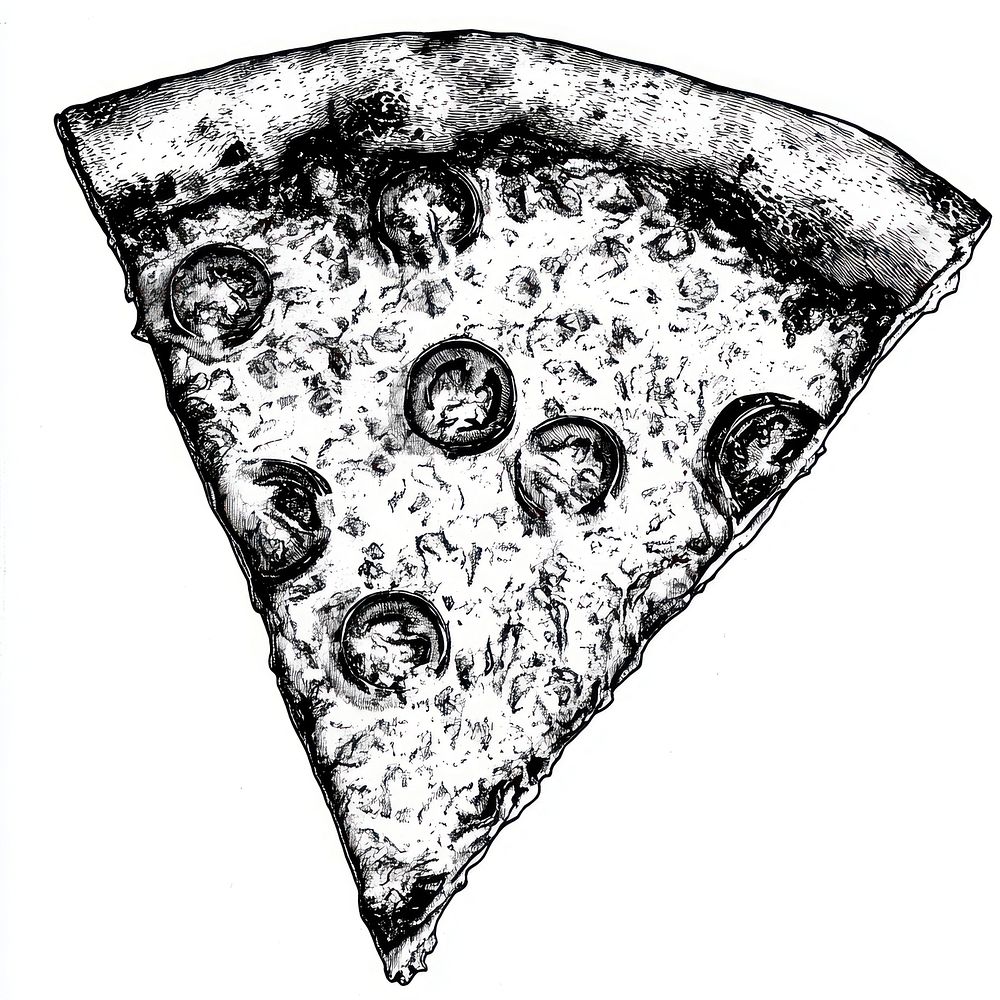 Pizza retro photocopy stipple effect drawing sketch white.