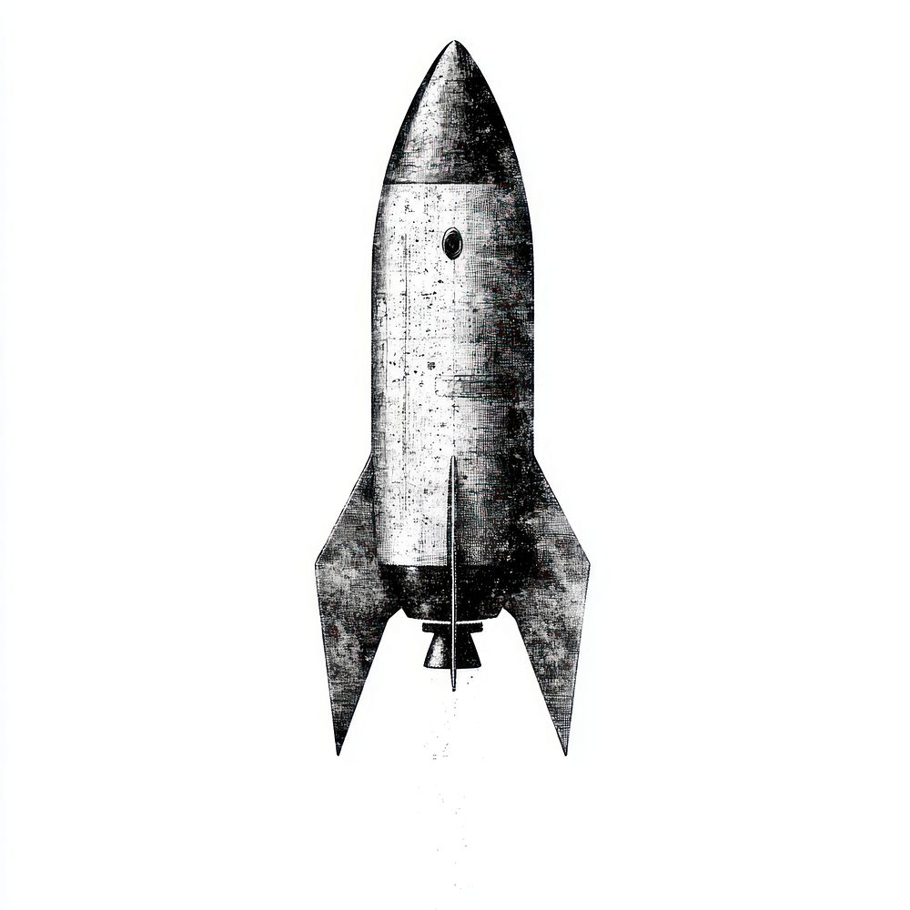 Rocket retro photocopy stipple effect white illustration exploration.