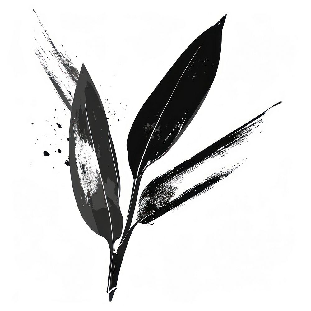 Bird of Paradise leaf strokes black brush.