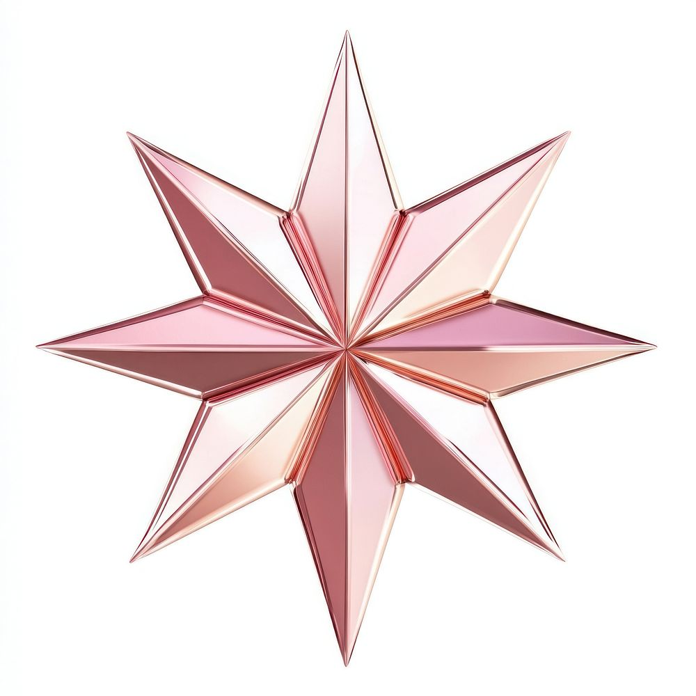 Rose gold star rose three-dimensional illustration.