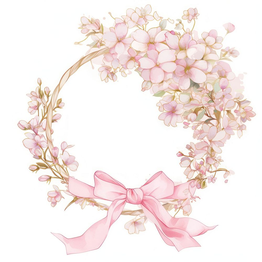 Coquette frame illustration flowers wreath.