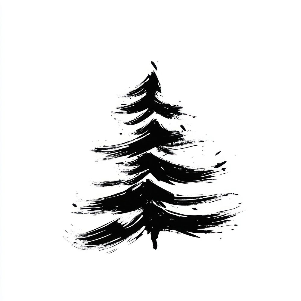 Christmas tree brush black white.