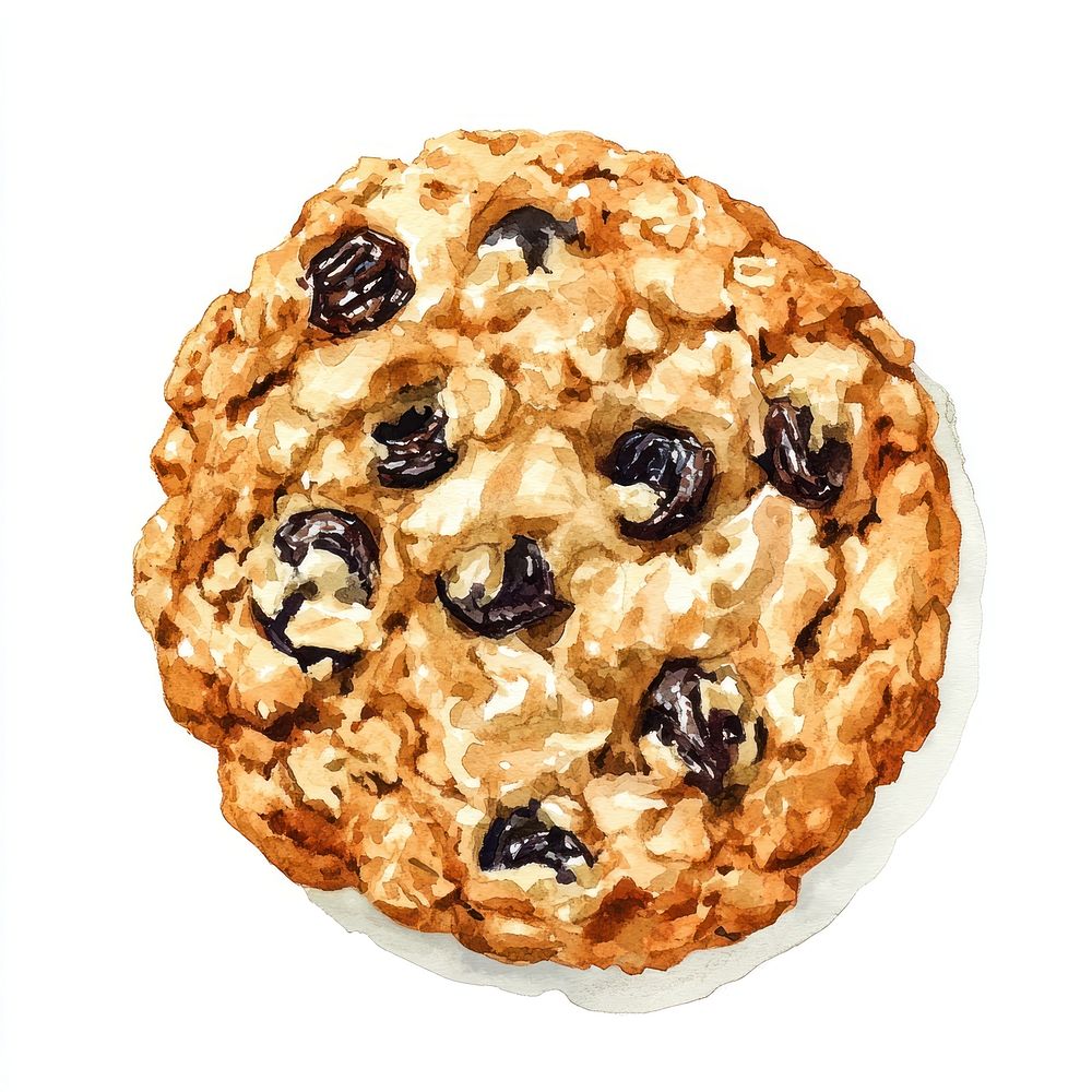 Oatmeal raisin cookie illustration watercolor oatmeal.