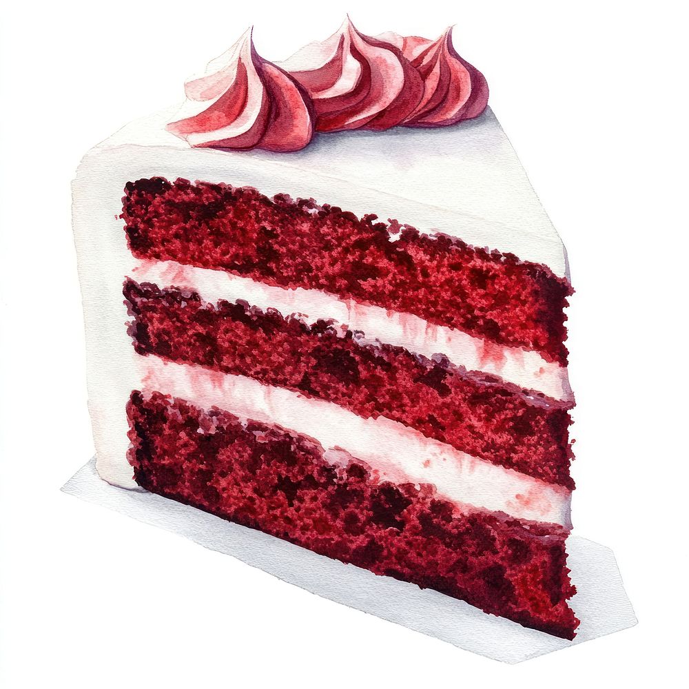 Red velvet cake dessert illustration cream.