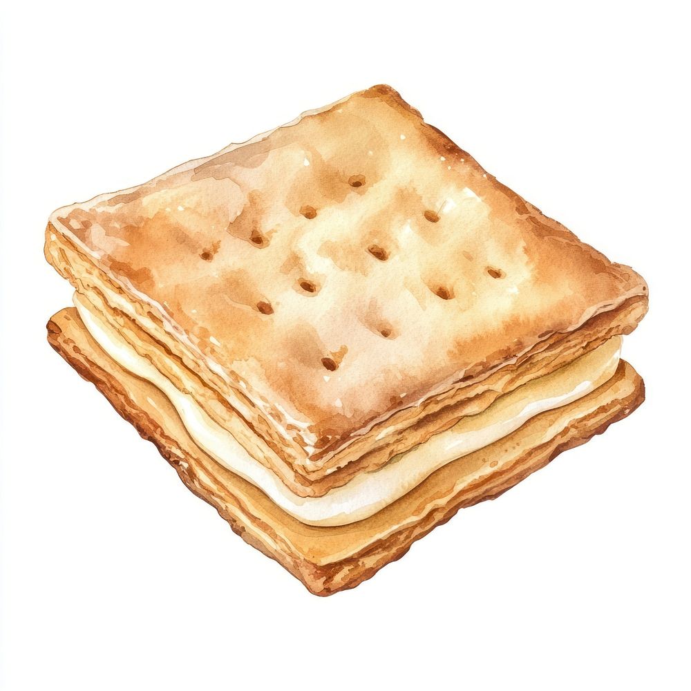 Swiss biscuit illustration watercolor cracker.