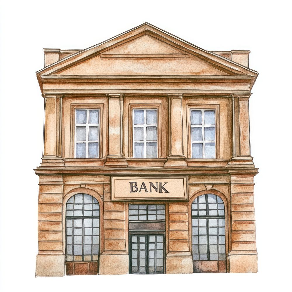 Light-brown classic bank building architecture illustration architectural.