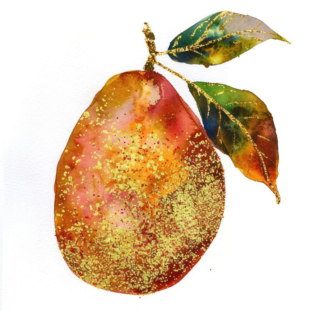 Mango watercolor painting fruit.