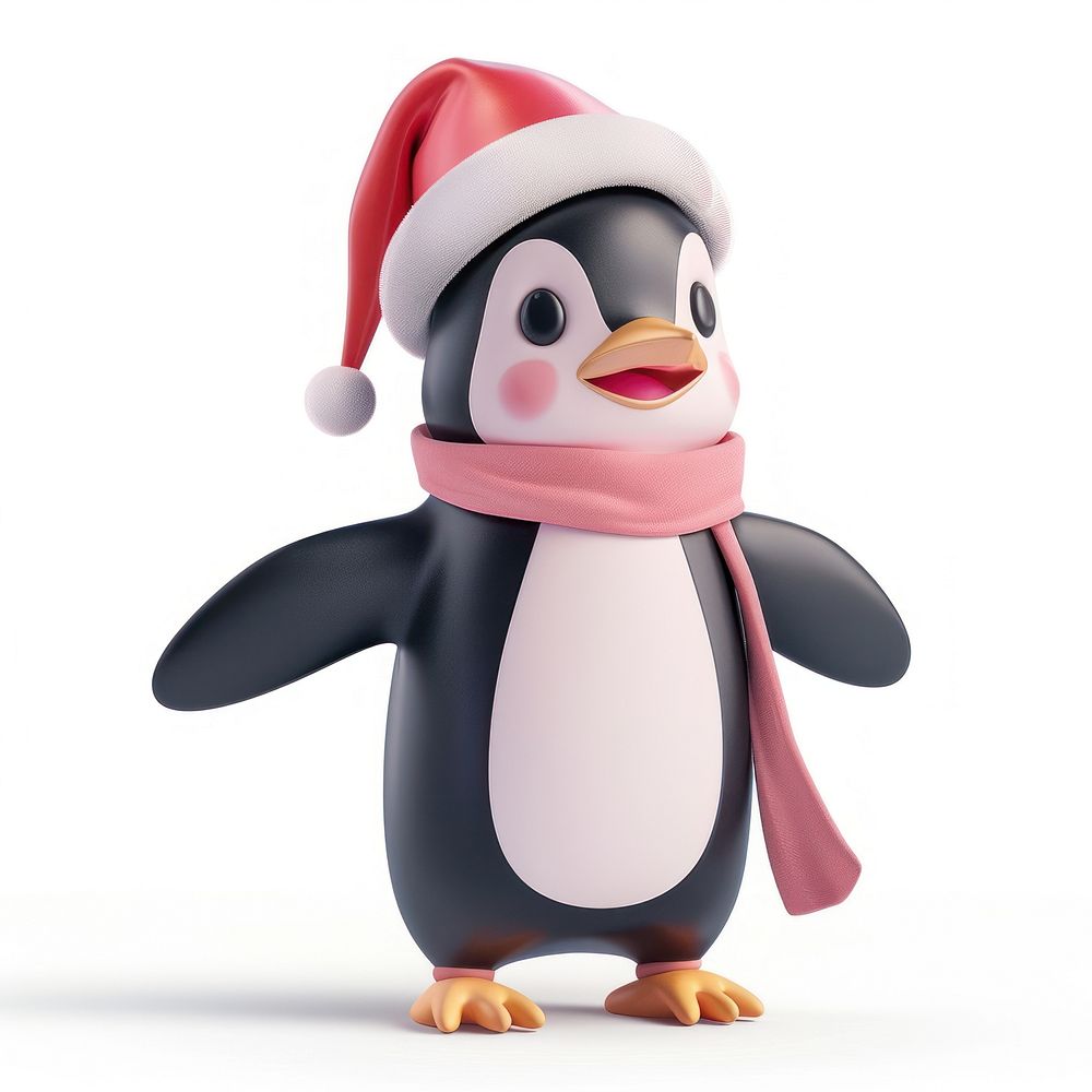 Penguin winter santa cute.