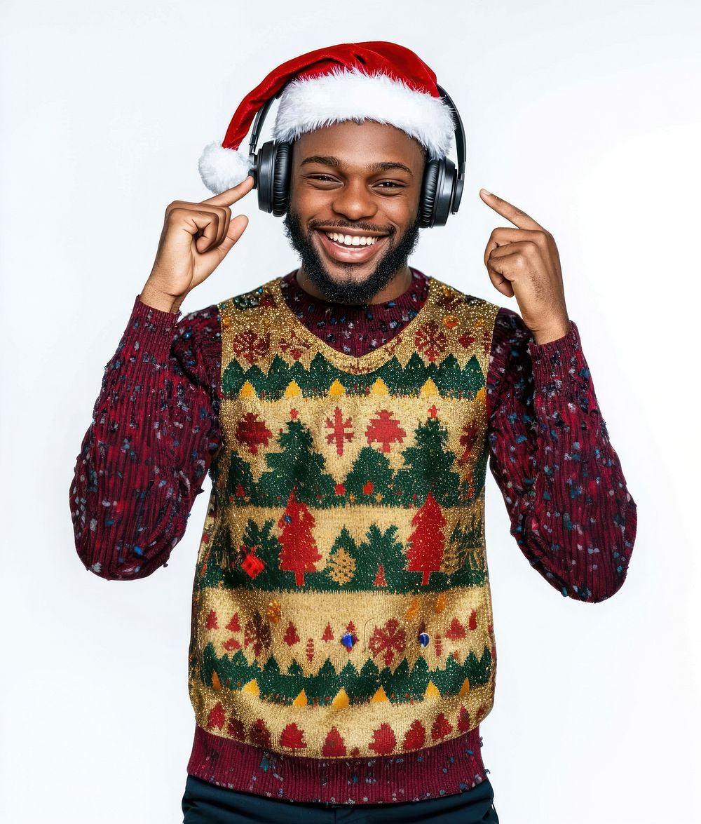 French Man headphones christmas sweater.