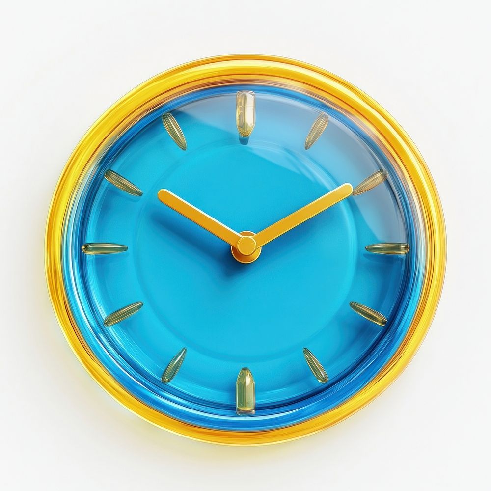 Clock icon round blue decorative.