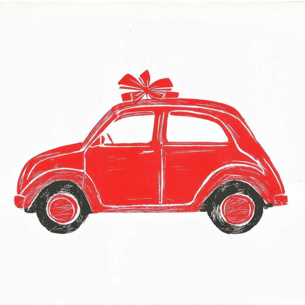 Christmas red car vehicle transportation automobile.