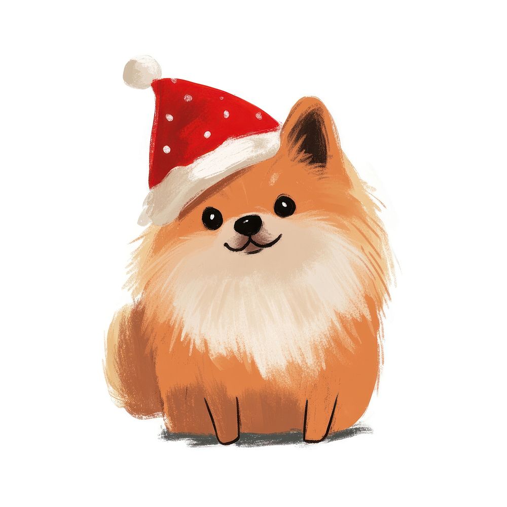 Christmas dog illustration pomeranian animal.