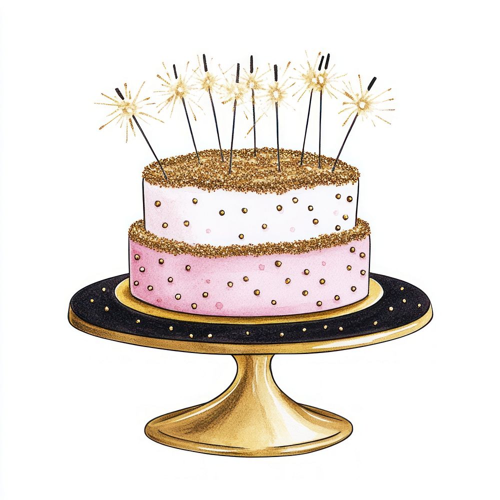 Cake illustration sparkler dessert.