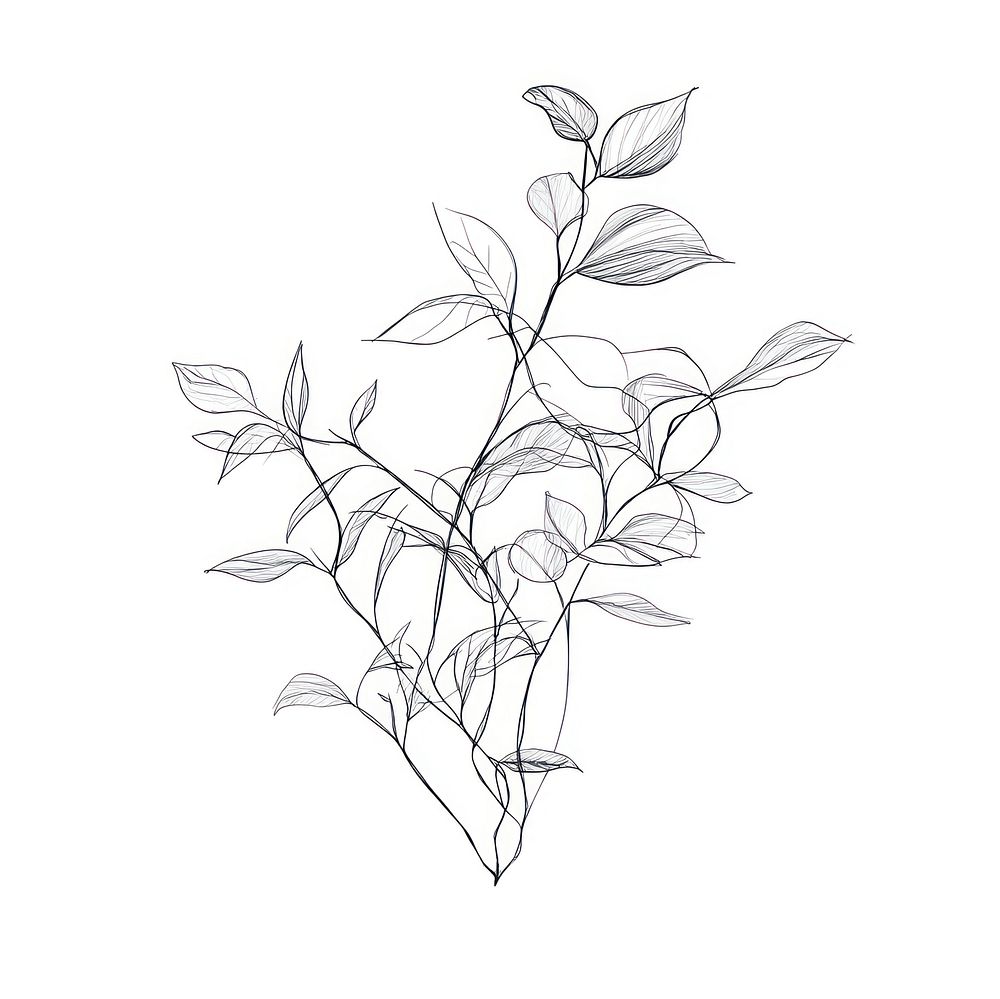 Hand drawn of plant drawing minimalist sketch.