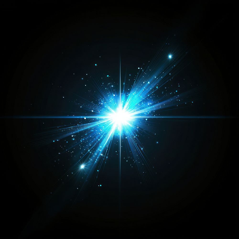 A blue glowing light effect flare star phenomenon.