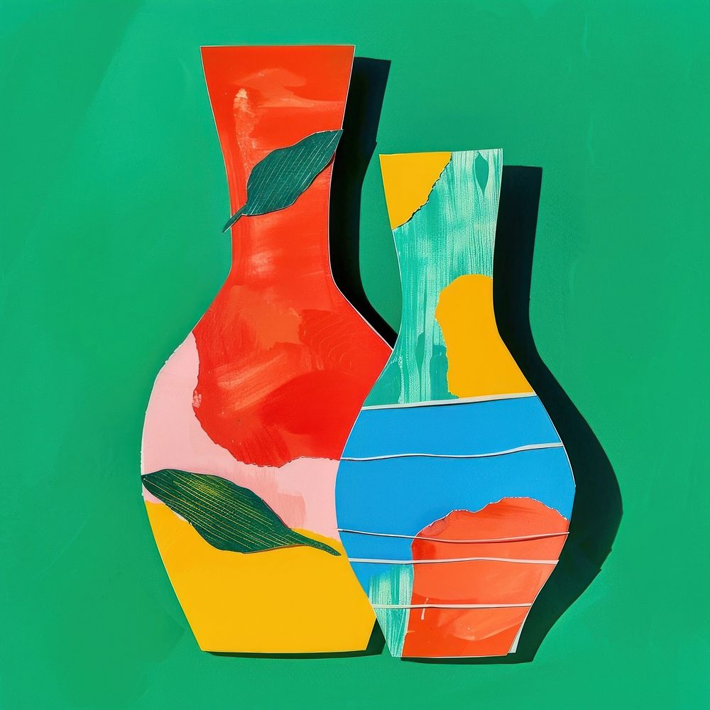 Vase paper cut vases illustration colorful.