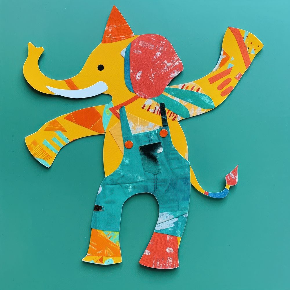 Elephant enjoy dancing art illustration colorful.