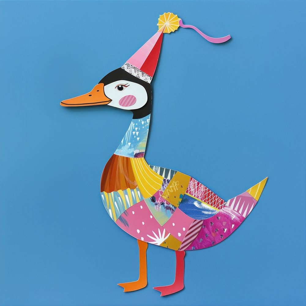 Duck paper cut hat illustration background.