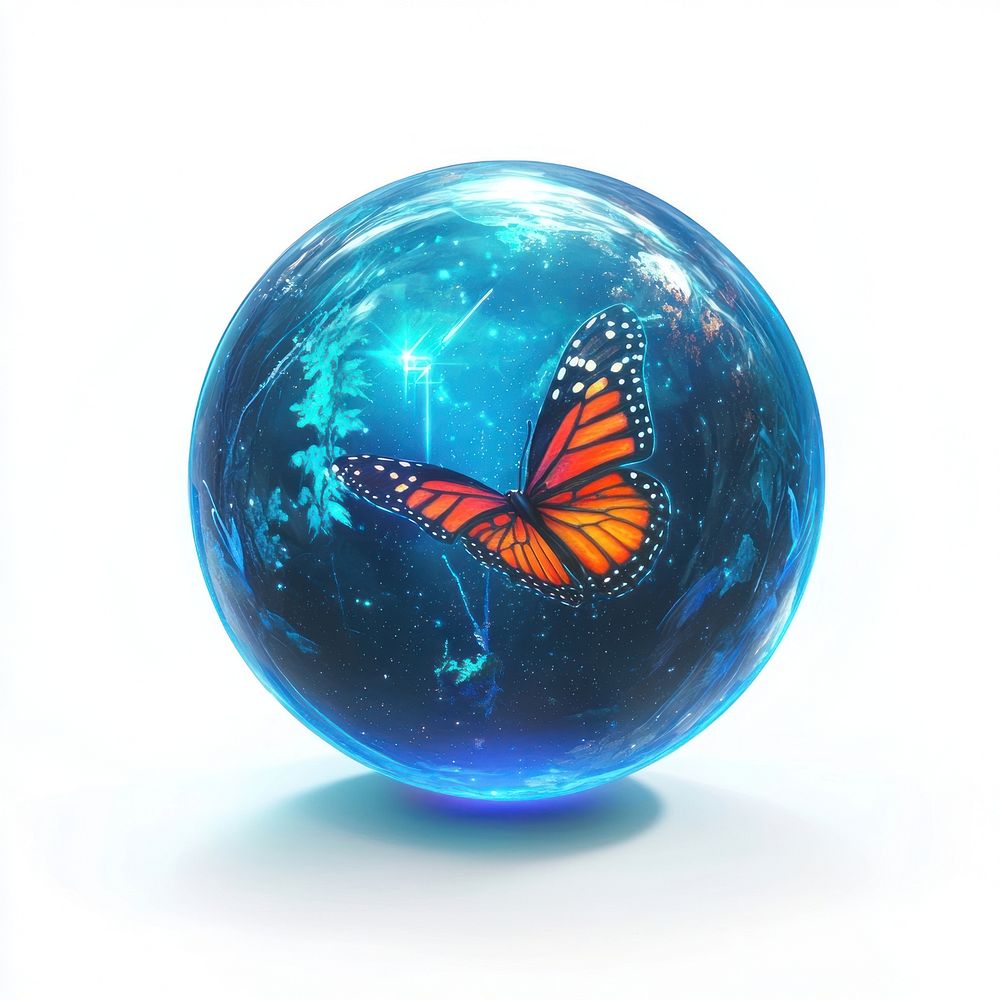 Blue orb butterfly sphere astronomy.