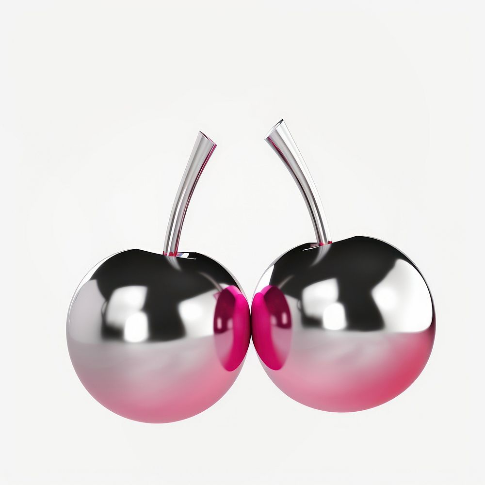 Y2k chrome pink cherry metallic cherries abstract.