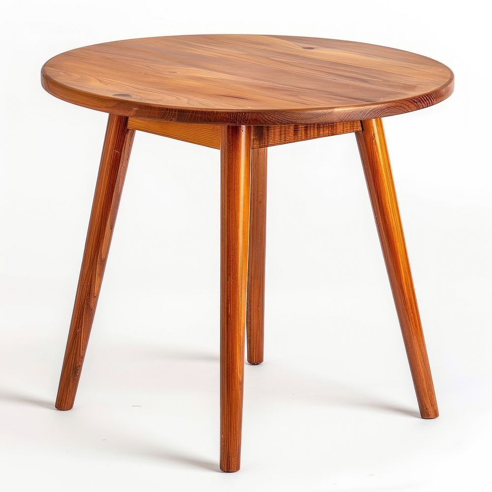 Round wooden table furniture style mid-century.