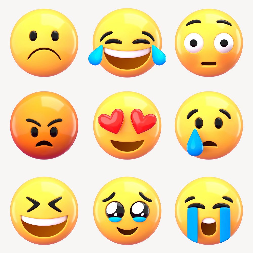 3D emoticon sticker design element set