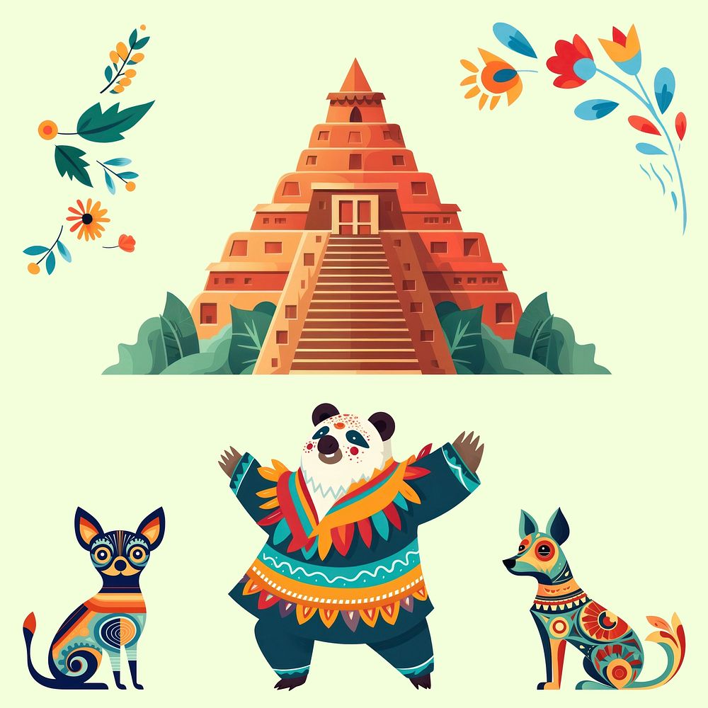 Mexican art design element set