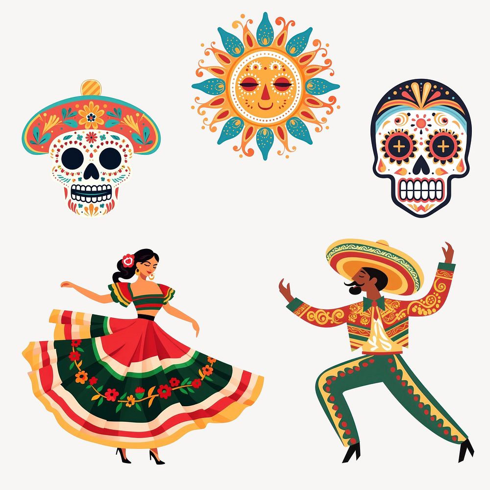 Mexican art design element set