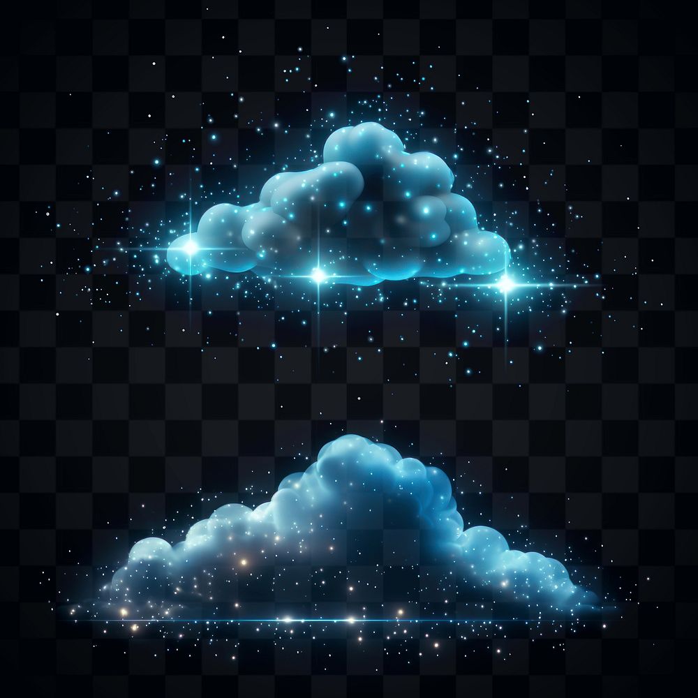 Cloud icon shape sparkle light glitter design element set psd