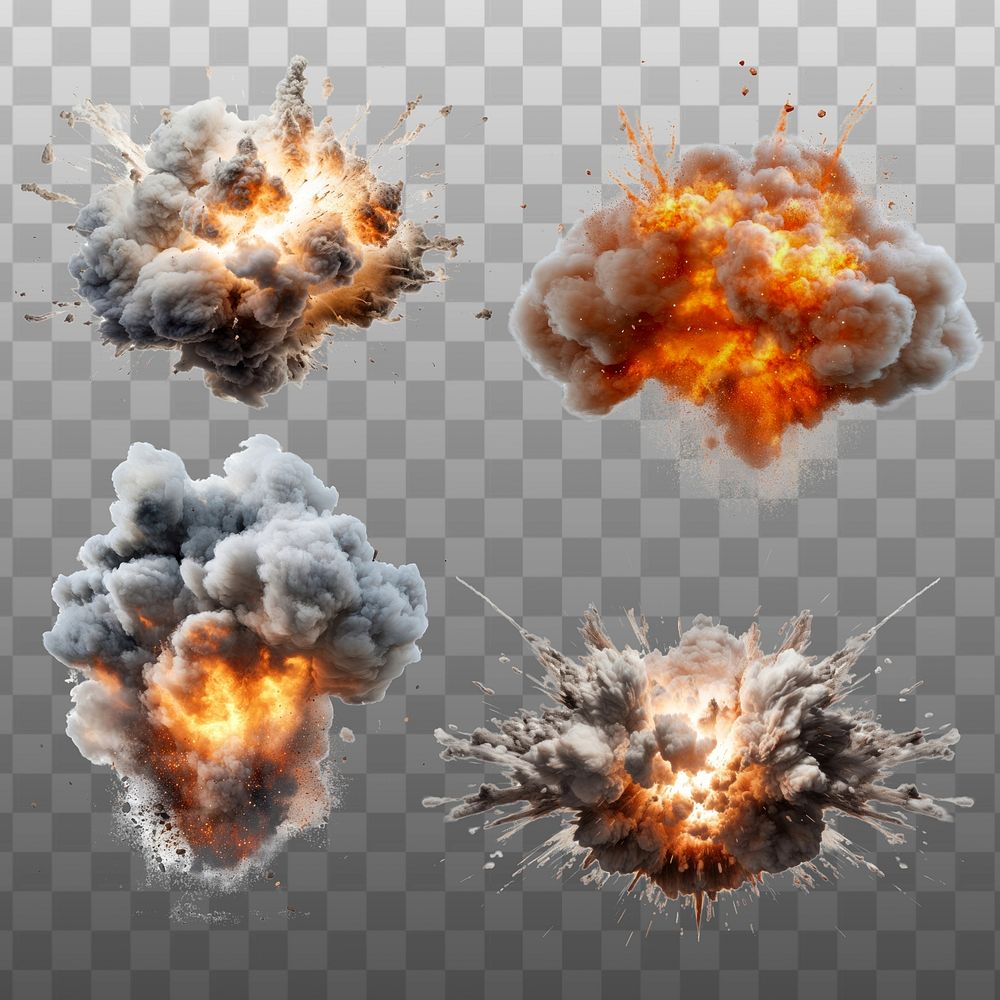 Explosion bomb design element set psd