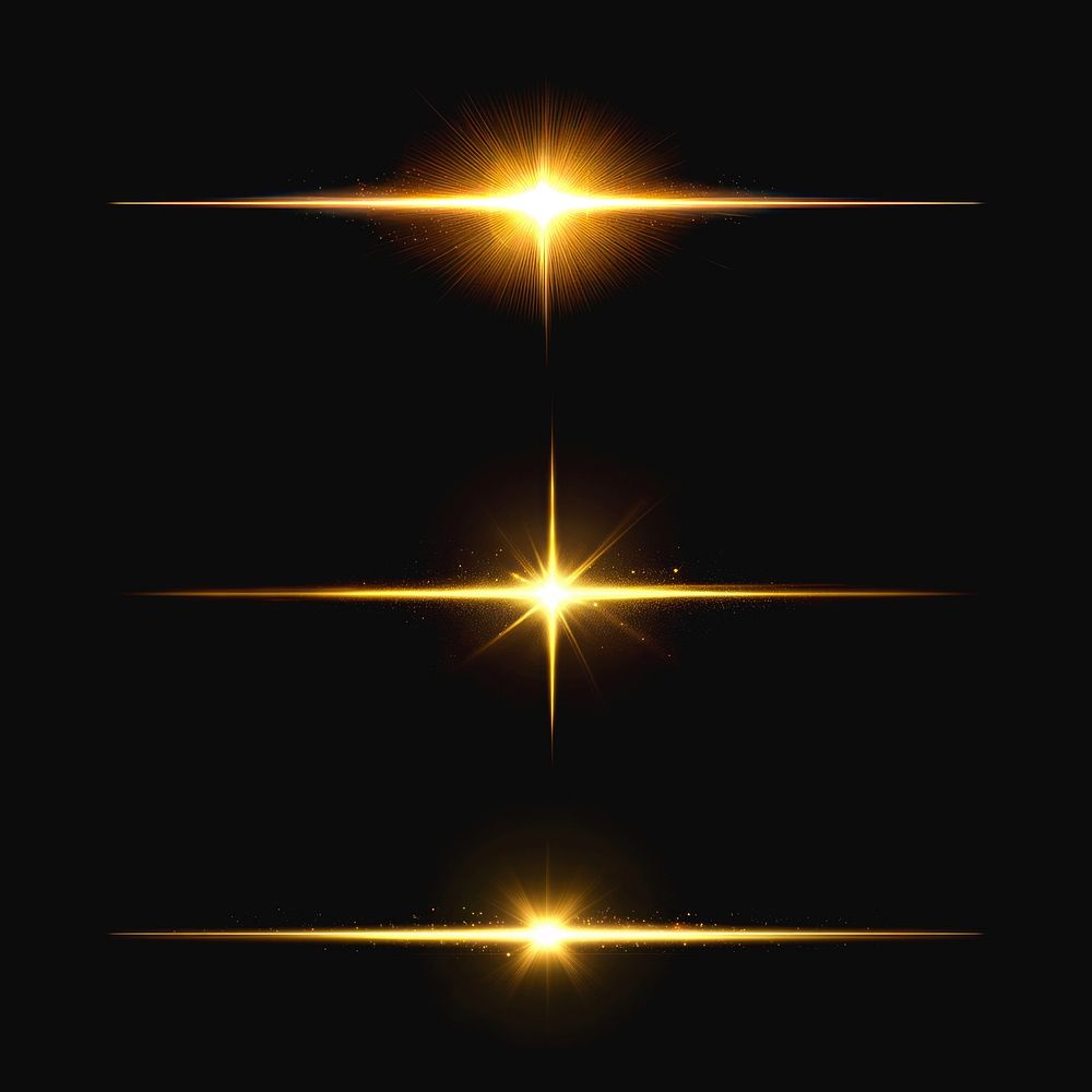 Gold starlight effect design element set psd