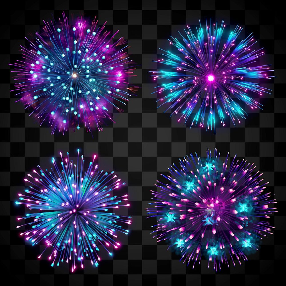 Firework effect design element set psd