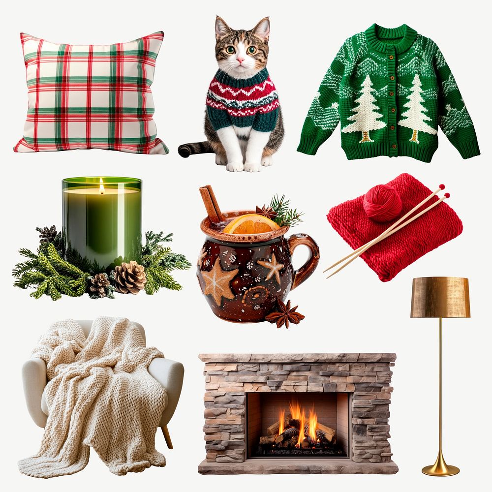 Winter essentials design element set psd