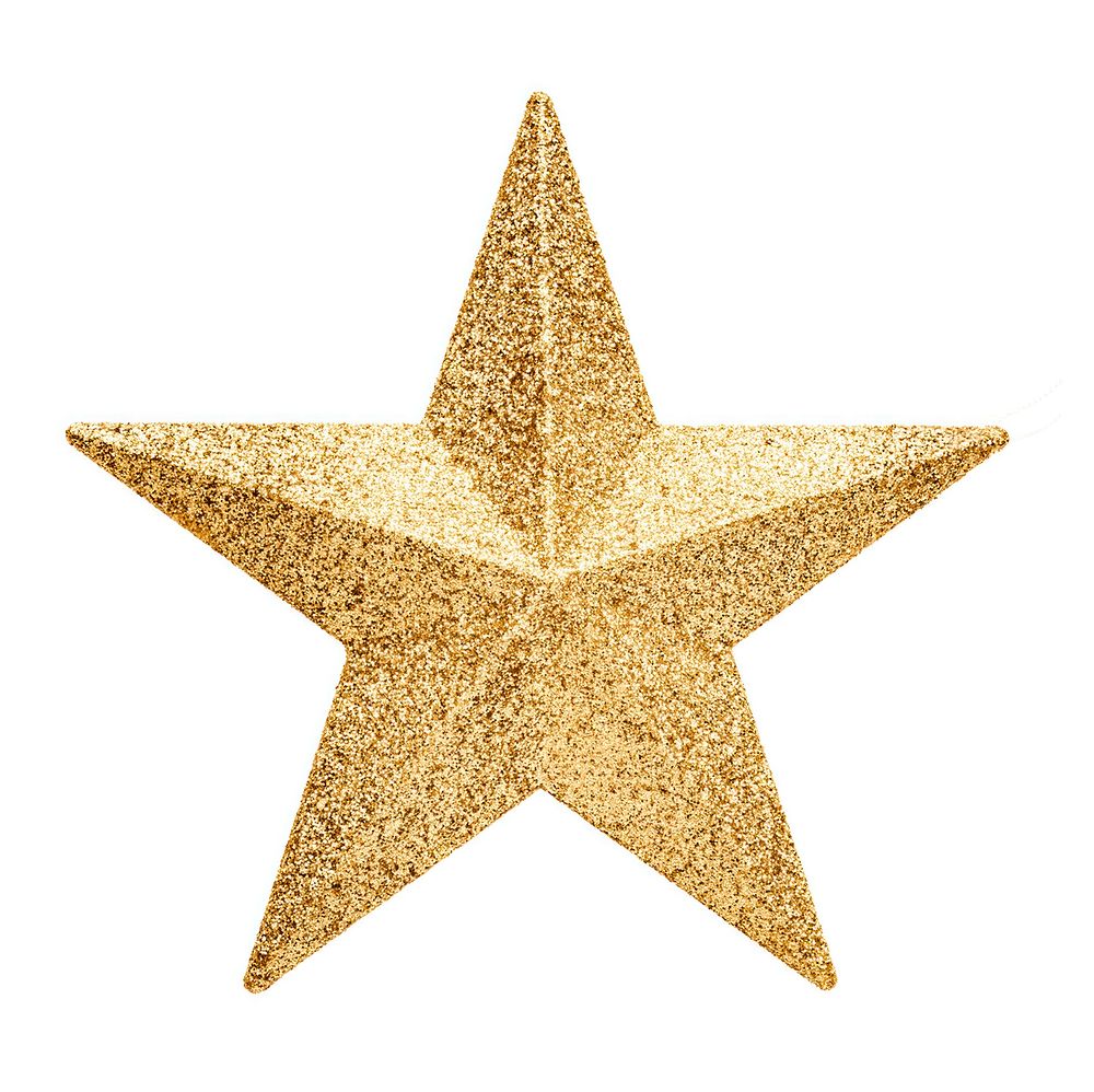 A glittery gold star with a shiny, sparkling surface. The gold star is bright and decorative, perfect for festive occasions…