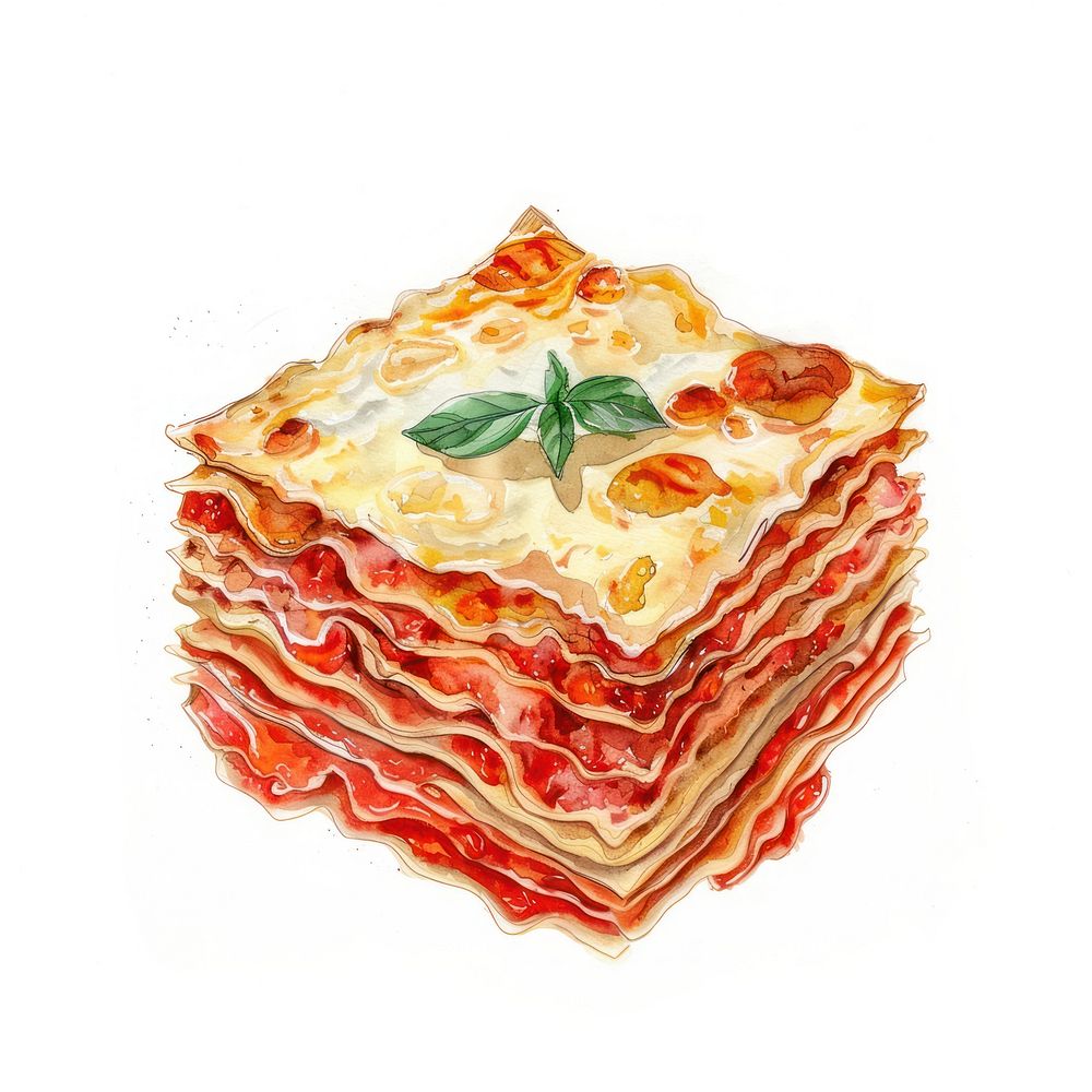 An isolated Lasagna lasagna food illustration.