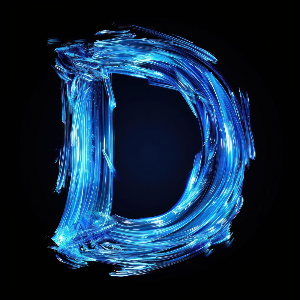 Letter d light neon blue.