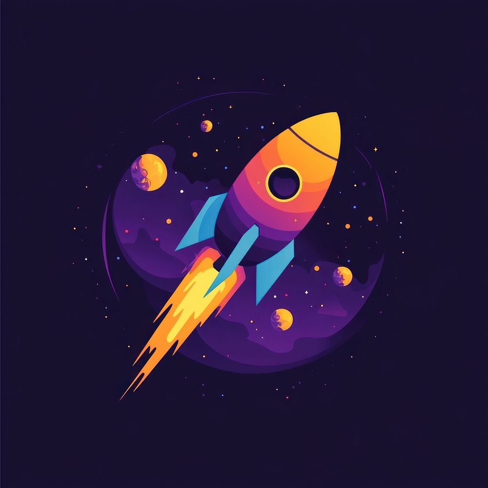 Vector icon space rocket illustration astronomy graphics.