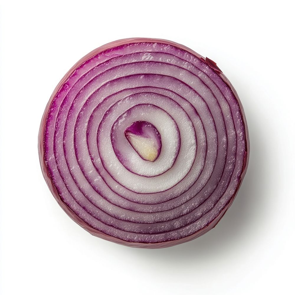 Real Sliced red onion top view sliced vegetable ingredient.