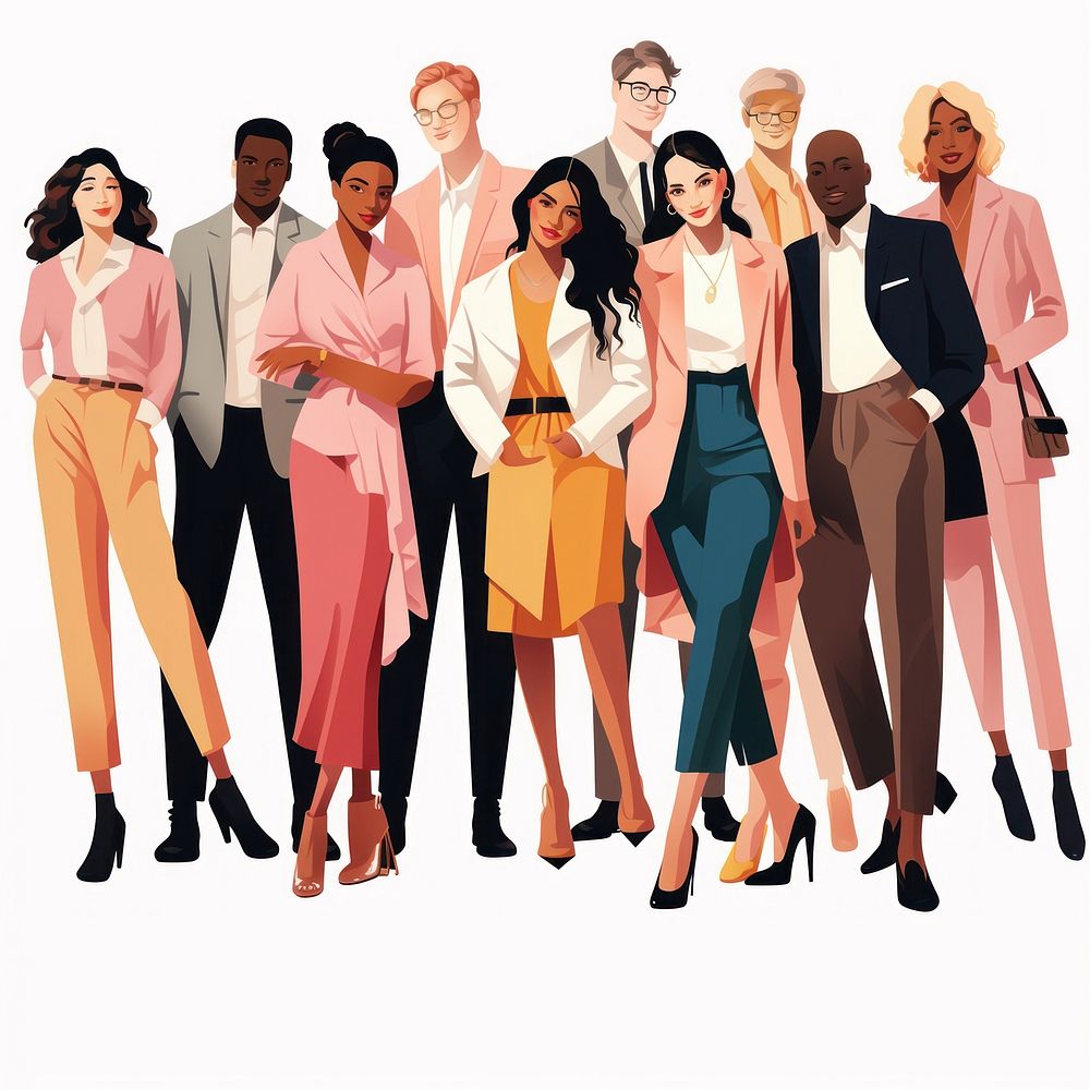 Diverse business people illustration person group.