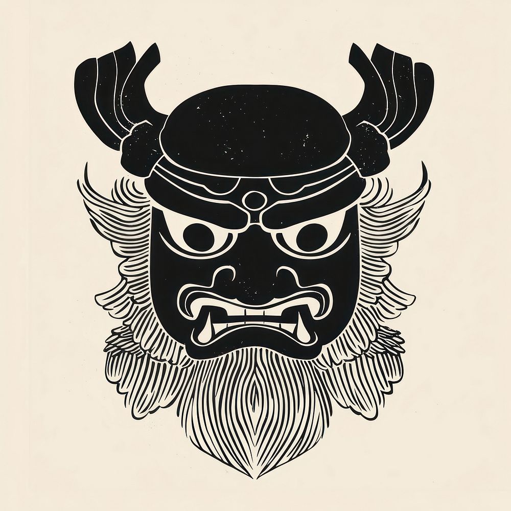 Japanese Tengu mask illustration design tattoo.