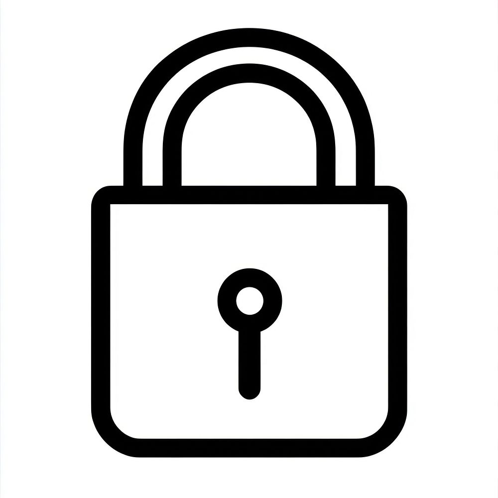 Lock sign icon black white illustration.