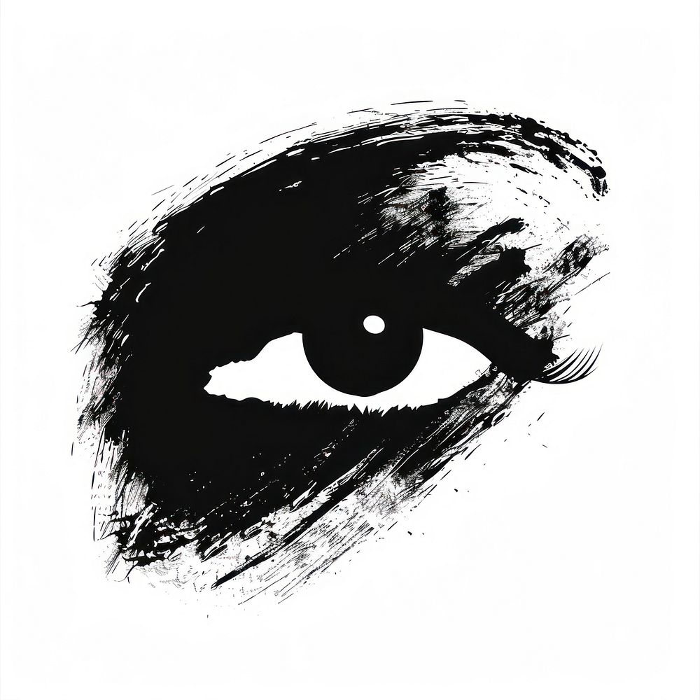 Silhouette of eye strokes brush art.