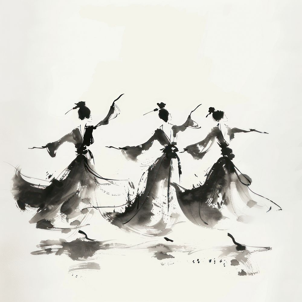 Women dance woman art ink.