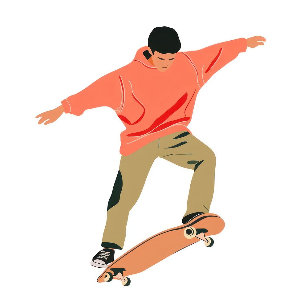 Young man playing skateboard illustration street style.