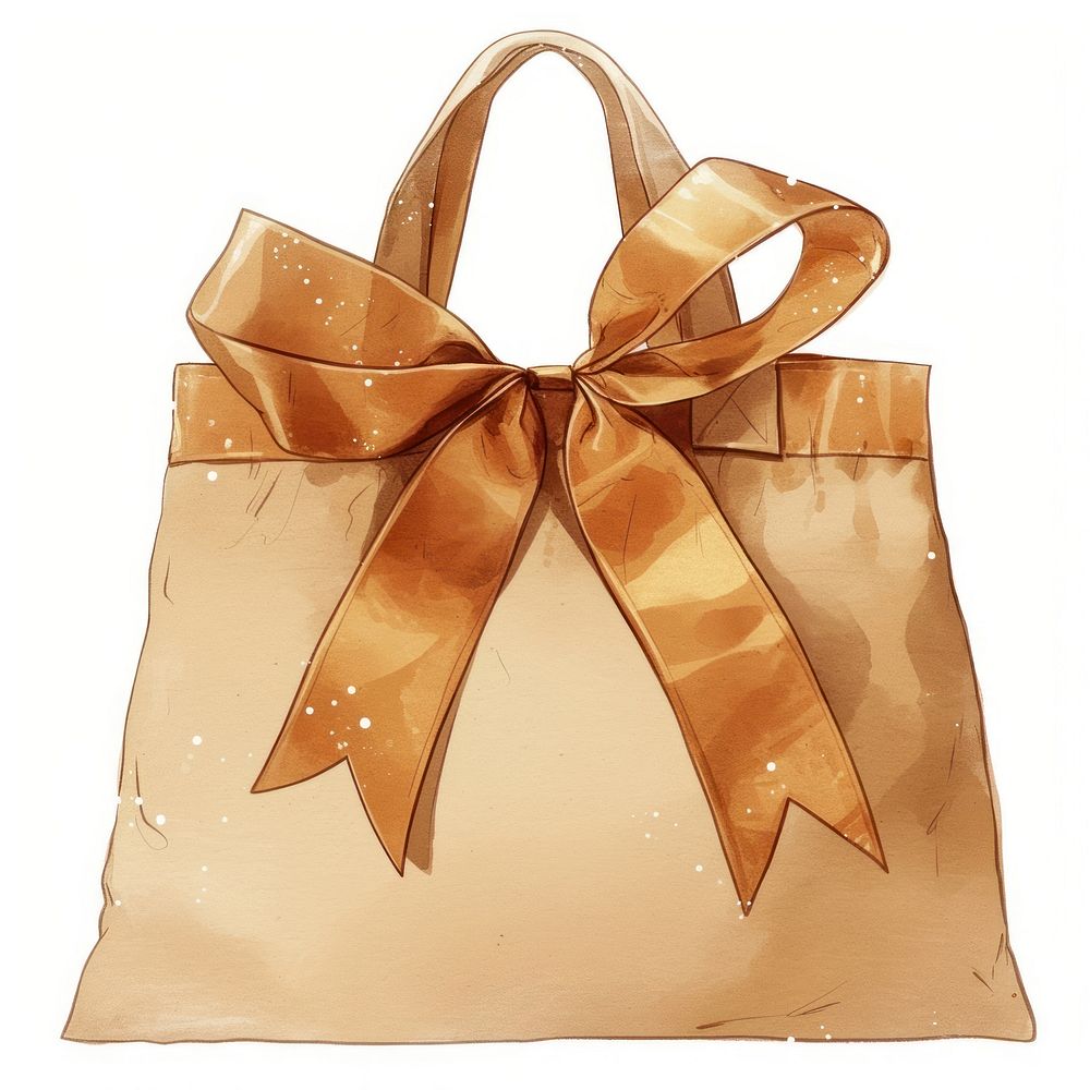 Brown coquette tote bag illustration art accessories.