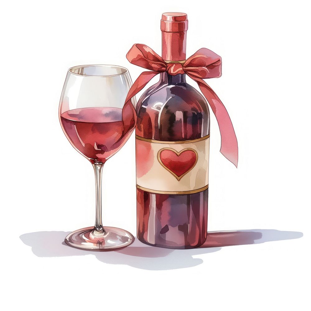 Brown coquette wine bottle glass illustration.