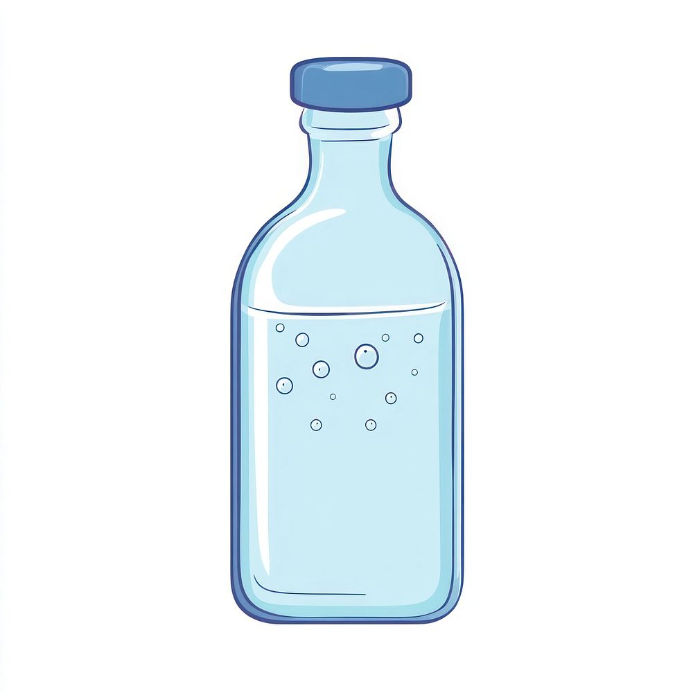 Bottle of water illustration transparent minimalist.